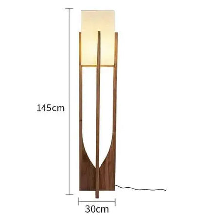 Solid Wood Floor Lamp – Nordic Walnut or Natural Wood Standing Lamp, Japandi Bedside Table Lamp for Living Room & Bedroom, 53cm, 82cm or 145cm
