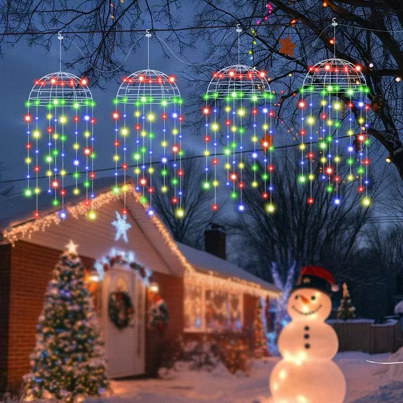Solar Jellyfish Lights Outdoor – 2 Pack Hanging Solar Lights with 8 Modes, Warm White or Multicolour, Garden Tree, Patio, Porch & Yard Decor Lights