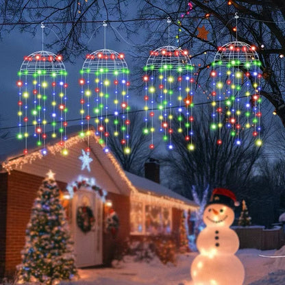Solar Jellyfish Lights Outdoor – 2 Pack Hanging Solar Lights with 8 Modes, Warm White or Multicolour, Garden Tree, Patio, Porch & Yard Decor Lights