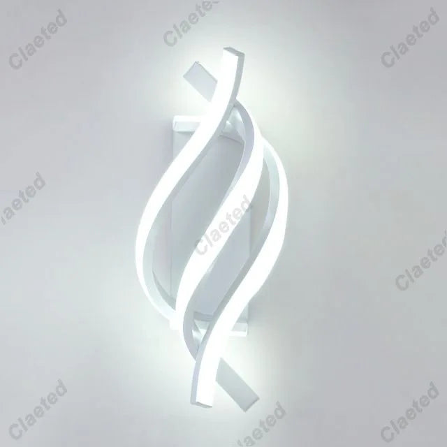 Spiral LED Wall Lamp – Modern Wall Sconce Indoor, Up and Down Tricolour Wall Light for Bedroom, Bedside, Living Room, Hallway & Stairs, Black or White