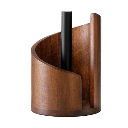 Wooden Paper Towel Holder Countertop – Spiral Wave Paper Towel Stand, Modern Kitchen Roll Holder with Anti-Slip Base for Kitchen & Bathroom