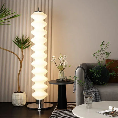 Acrylic LED Floor Lamp – Dimmable Stacked Sugar Gourd Standing Lamp with Remote Control, Chrome, White or Marble Base, Matching Desk Lamp Available