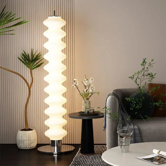 Acrylic LED Floor Lamp – Dimmable Stacked Sugar Gourd Standing Lamp with Remote Control, Chrome, White or Marble Base, Matching Desk Lamp Available