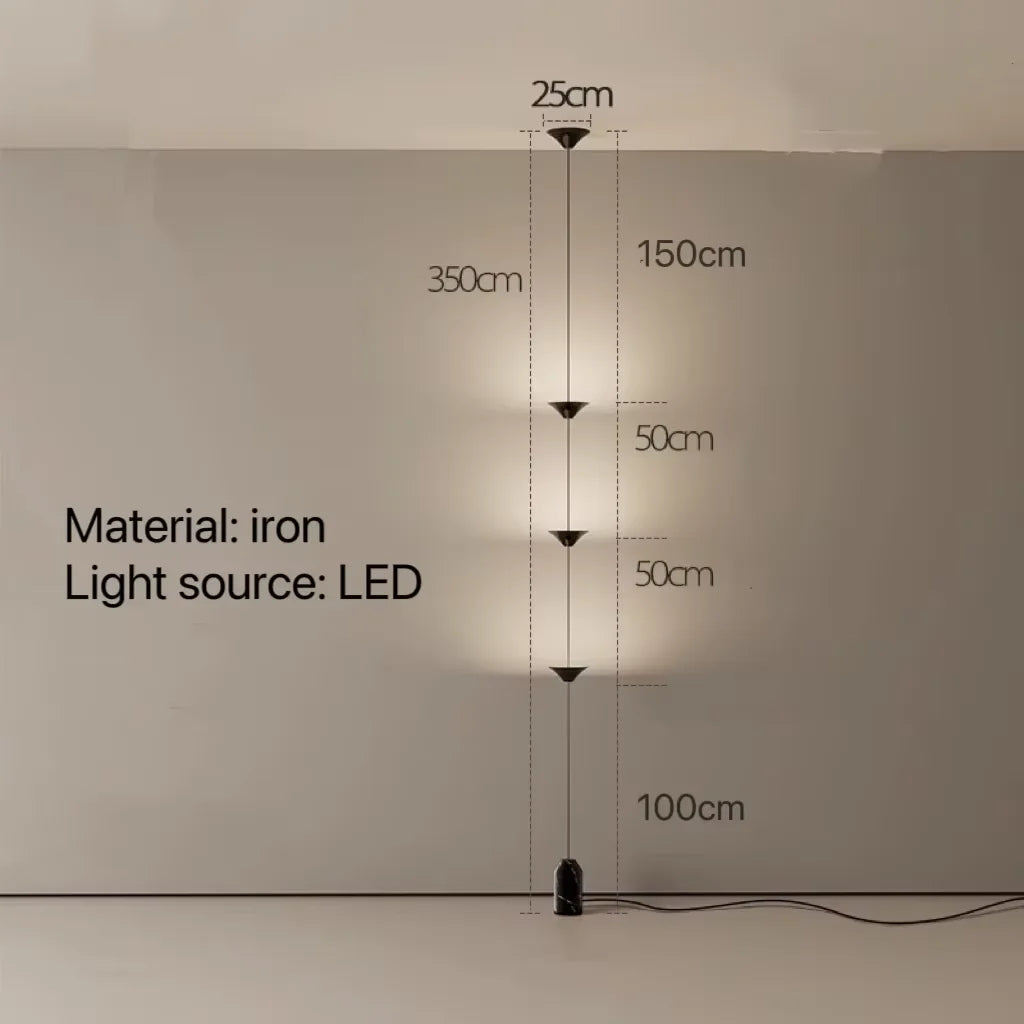 LED Corner Floor Lamp – Minimalist Up and Down Standing Lamp, Black or Gold Modern Floor Lamp with Touch Switch, Plug-In or Hardwired, 1-3 Heads