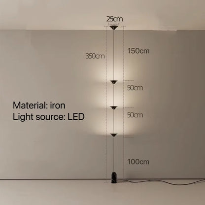 LED Corner Floor Lamp – Minimalist Up and Down Standing Lamp, Black or Gold Modern Floor Lamp with Touch Switch, Plug-In or Hardwired, 1-3 Heads