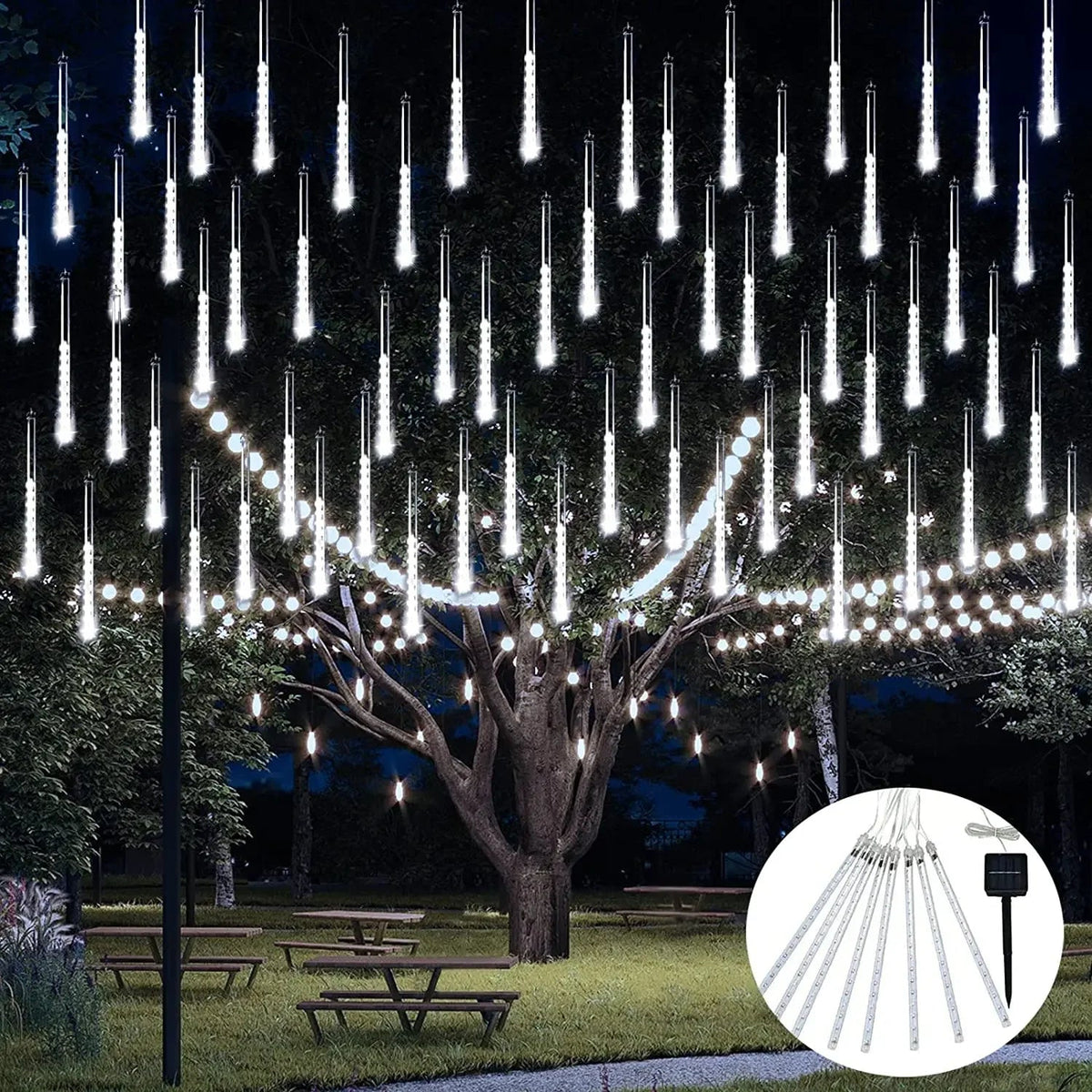 Solar Meteor Shower Lights, white
