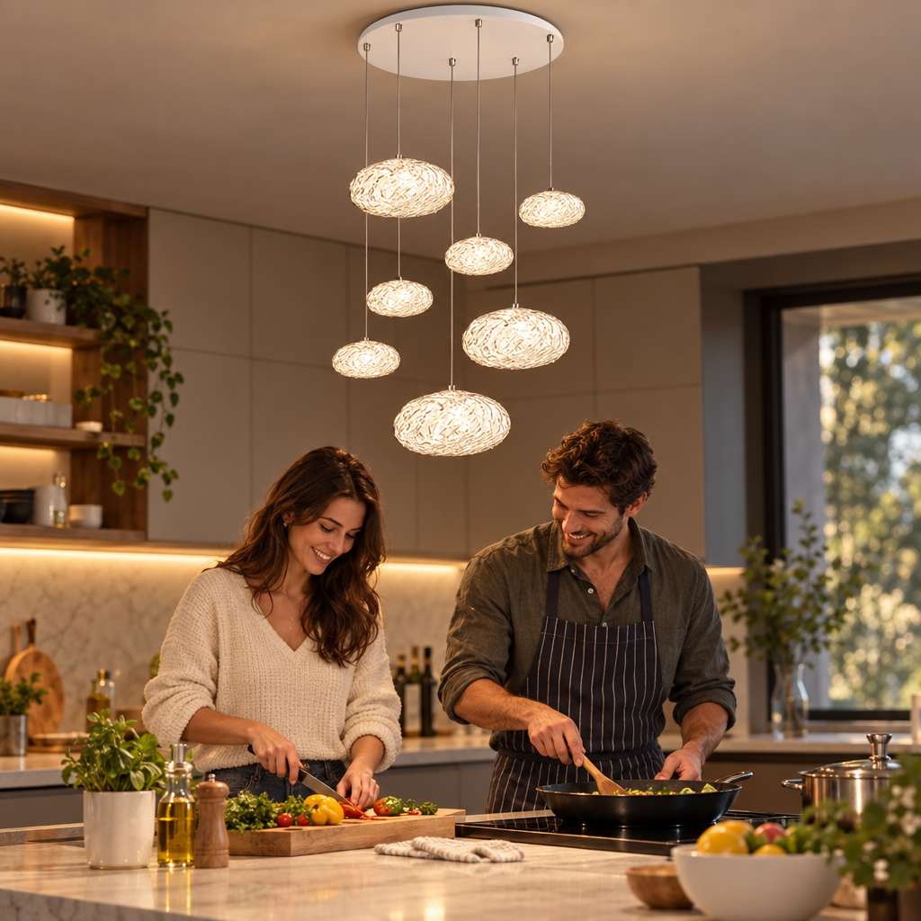 Modern dine dining room Pendant lights indoor lighting Ceiling lamp ha in use, lifestyle photo