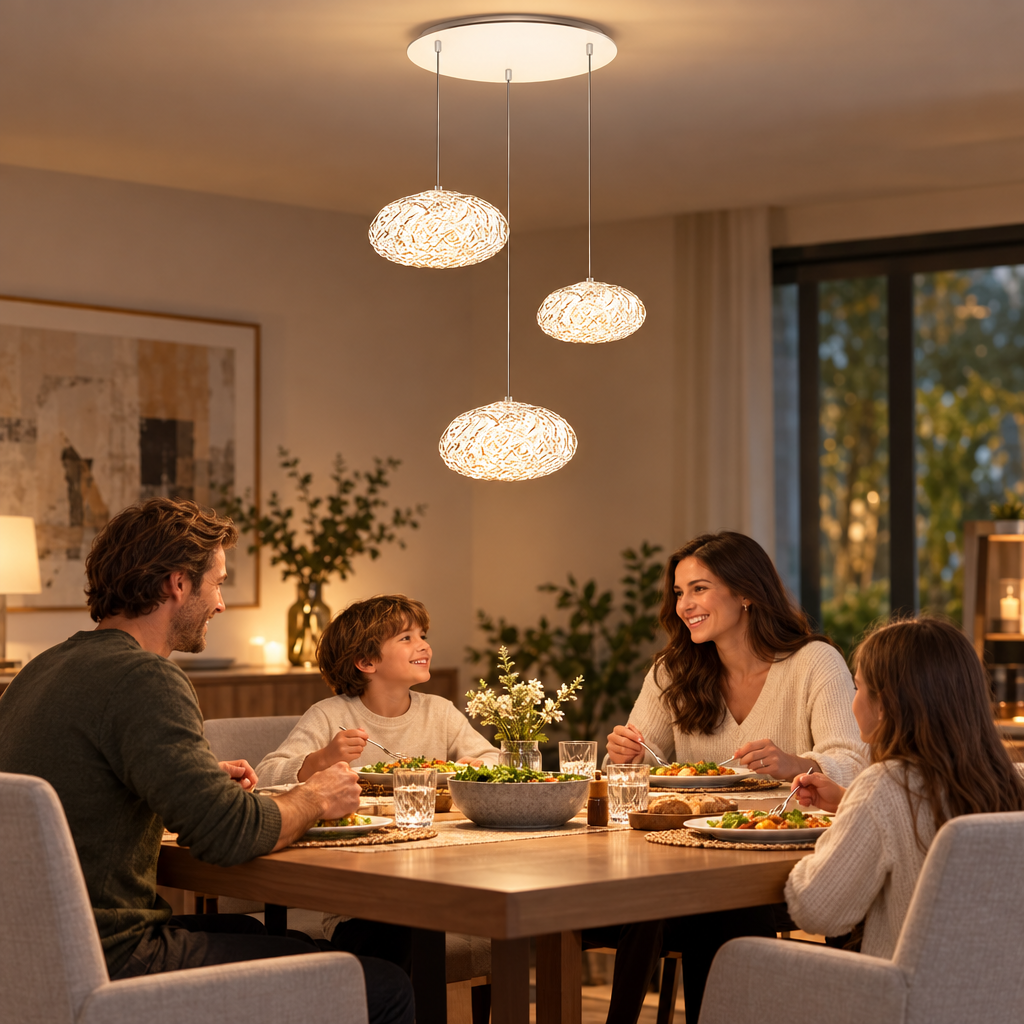 Modern dine dining room Pendant lights indoor lighting Ceiling lamp ha in use, lifestyle photo