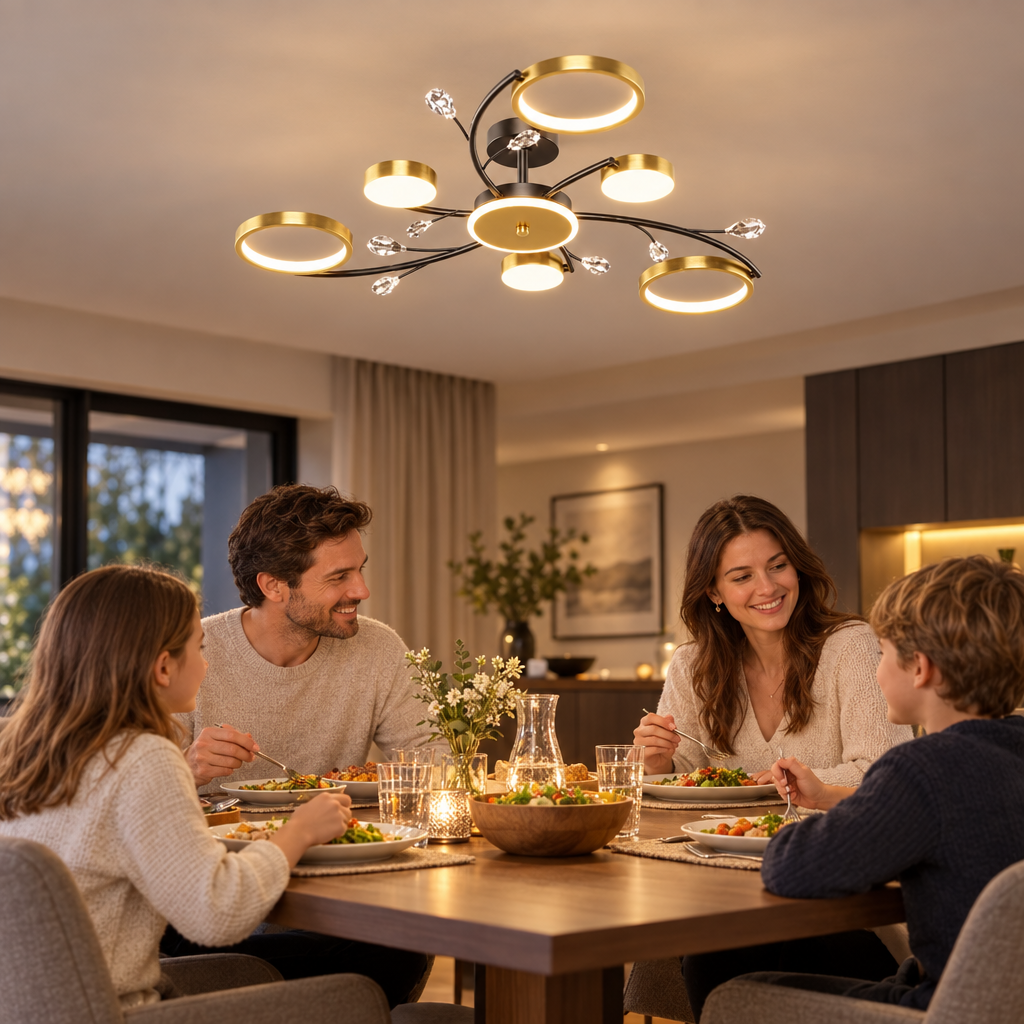 IRALAN Modern LED Chandeliert round chandelier Living room  lights sma in use, lifestyle photo
