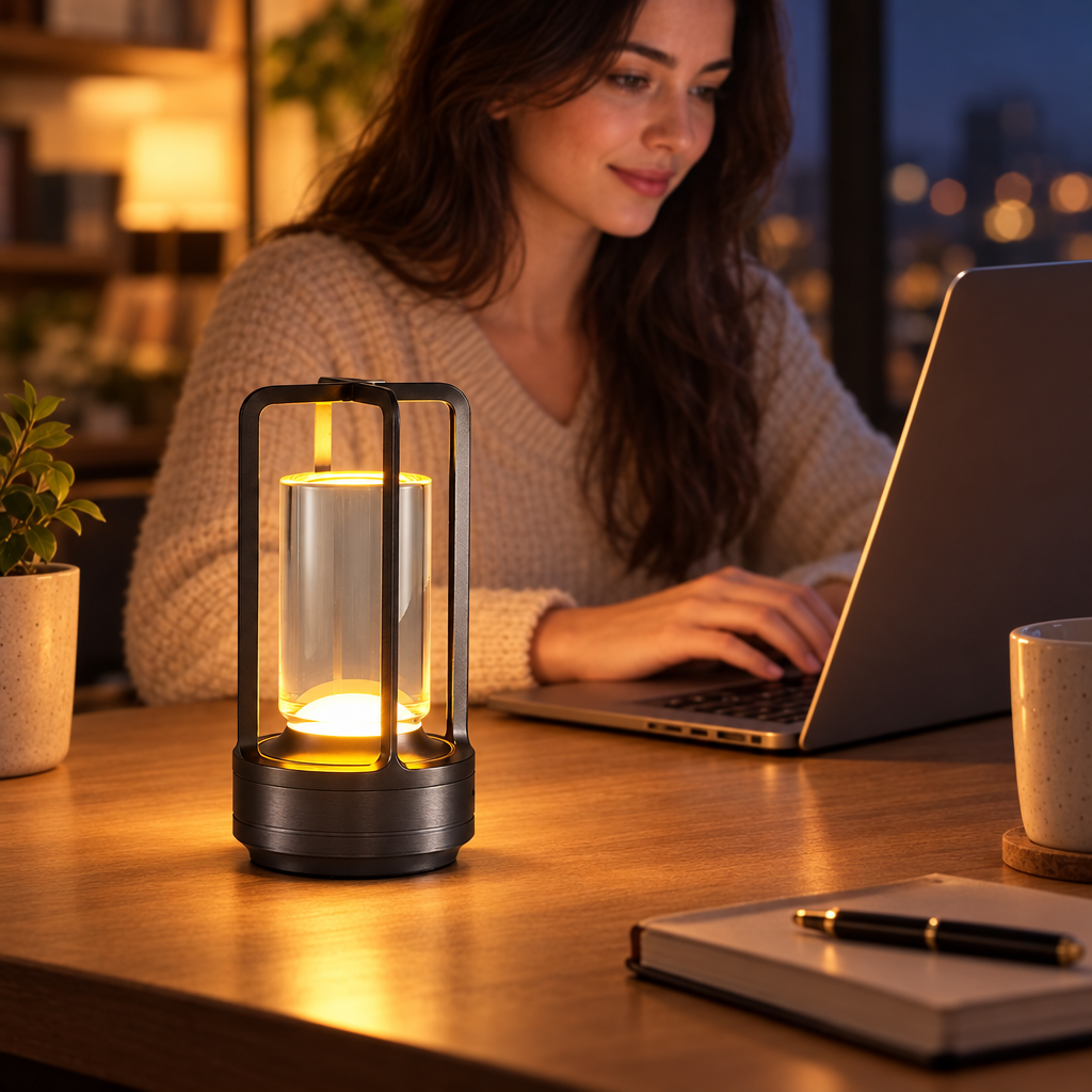 GGbingo Nightlight Rechargeable Led Cordless Table Lamp Desk Lamps Cam in use, lifestyle photo