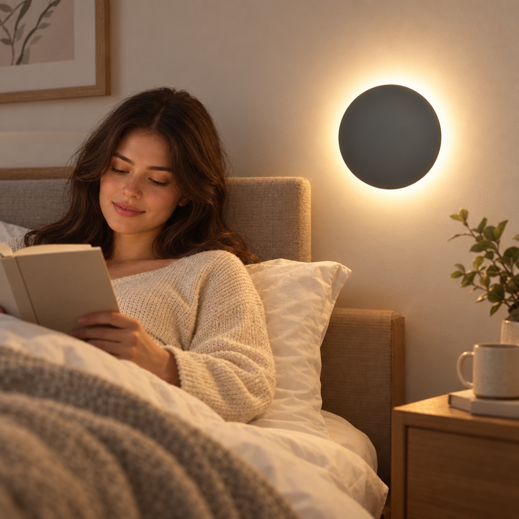 LED Round Wall Lamps Lighting Touch Switch Porch Sensor Interior Moder in use, lifestyle photo