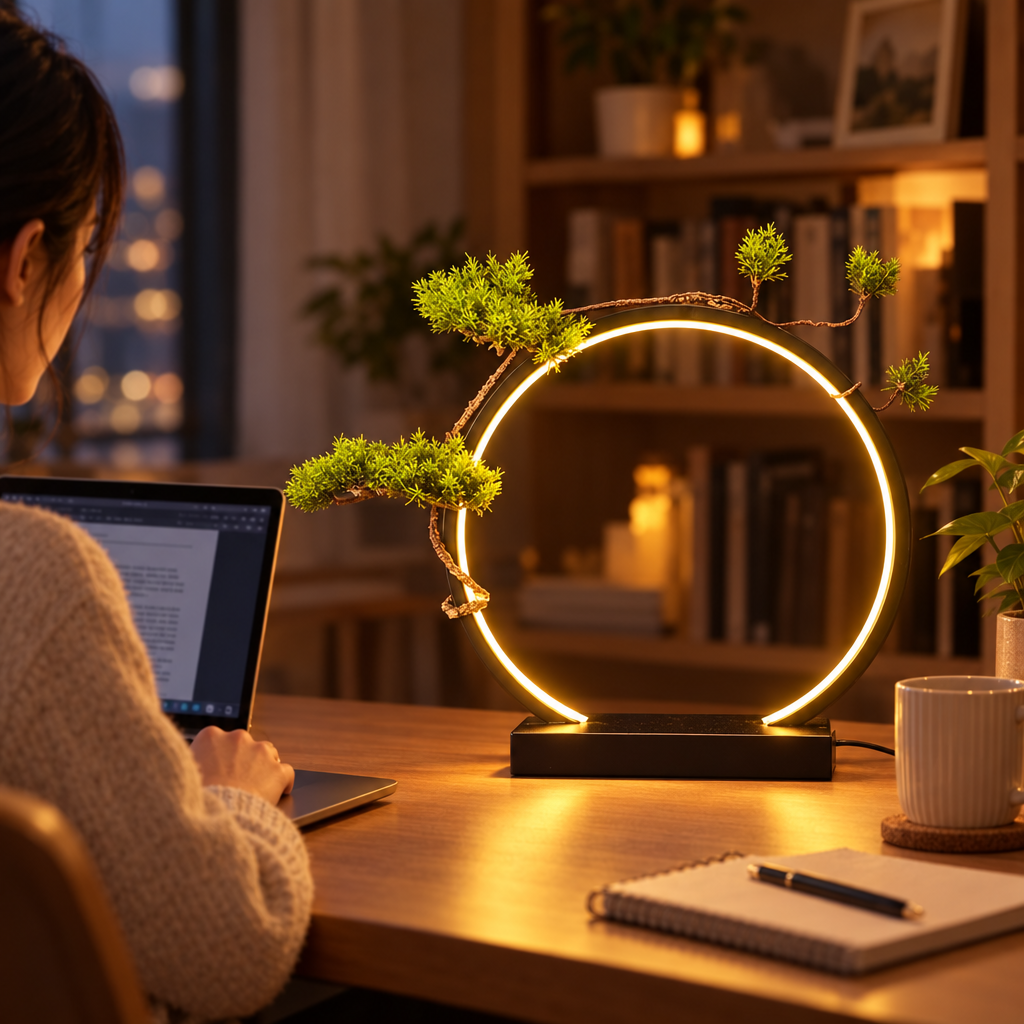 LED Ring Light Home Decoration Night Light USB Power Supply Dimmable C in use, lifestyle photo