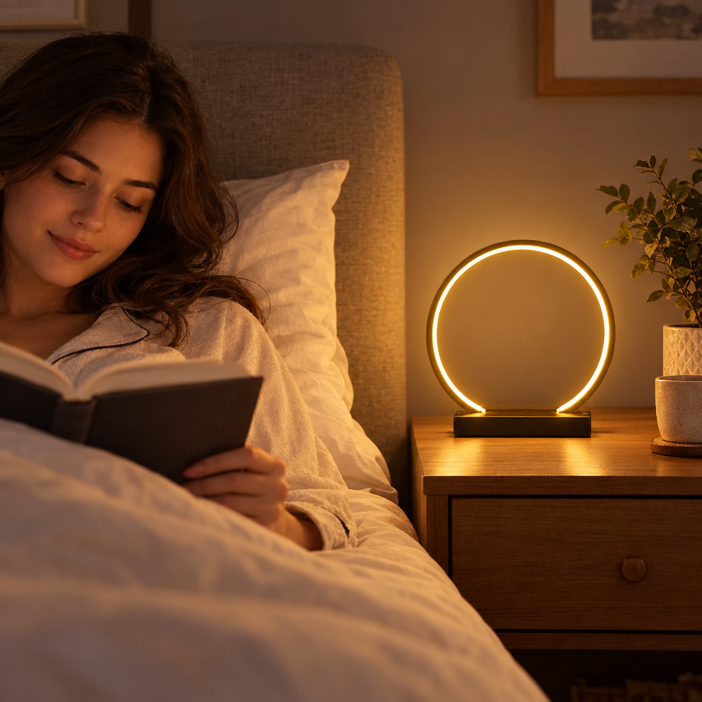 LED Ring Light Home Decoration Night Light USB Power Supply Dimmable C in use, lifestyle photo
