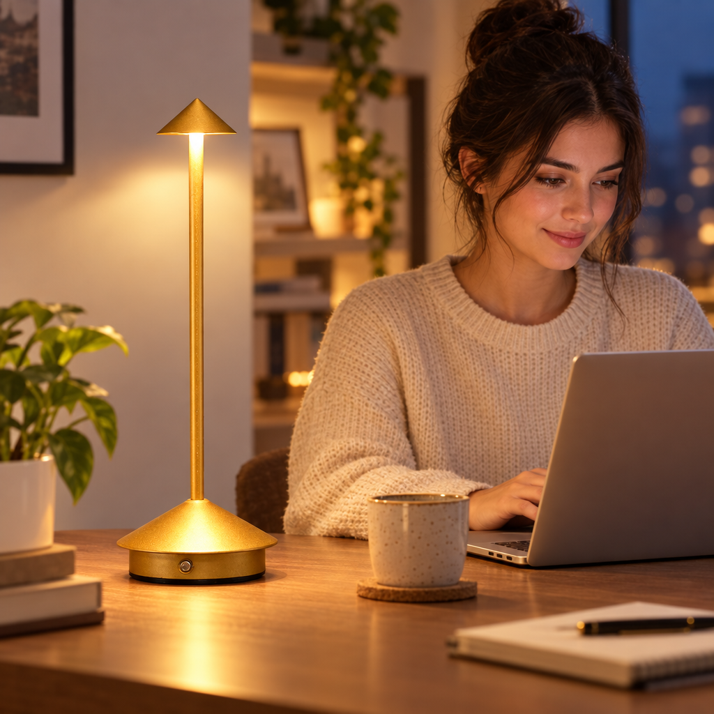 GGbingo Rechargeable LED Table Light Wireless Desk Night Bedside Lamp  in use, lifestyle photo