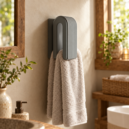 Auto-locking Towel Hanger in use, lifestyle photo