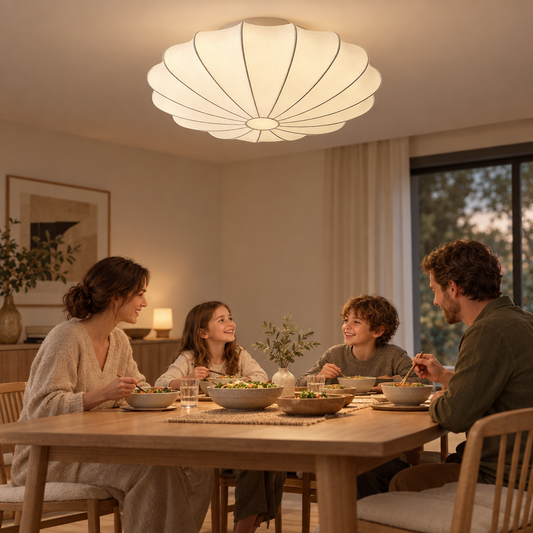 Nordici Silk Ceiling Lamps Wabi Sabi Cloth Ceiling Light Fixture for L in use, lifestyle photo