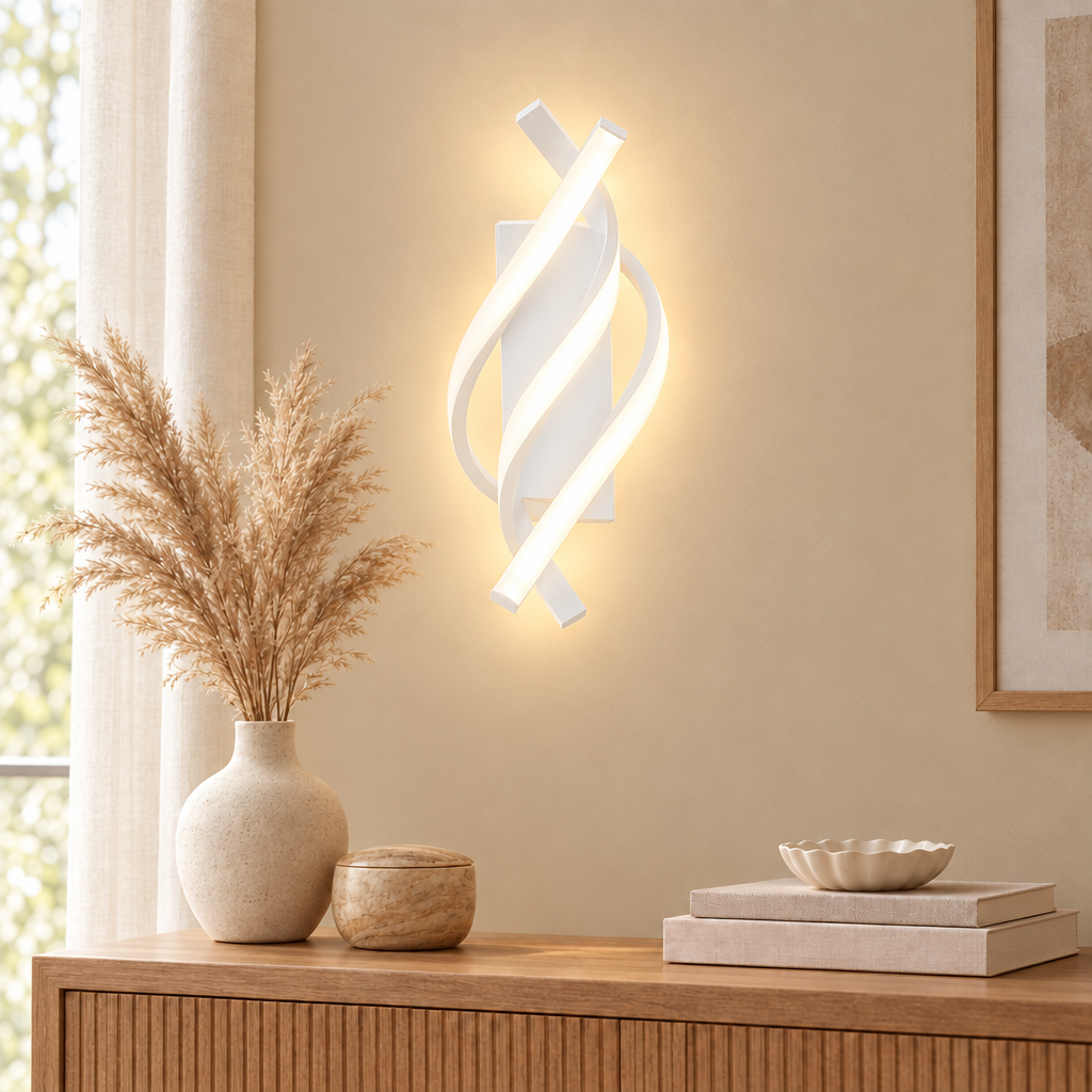 Curved Spiral Design LED Wall Lamp in white