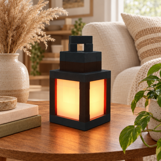 Pixel Style Night Light Portable Lantern Tabletop Ornament 16 Colors L styled in a home setting