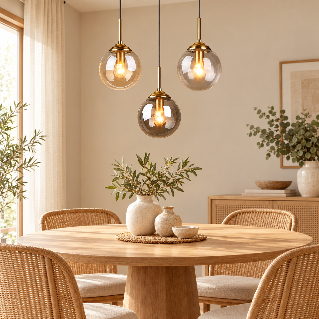 Modern Luxury Metal Chandelier Nordic Creative LED Glass Pendant Lamp styled in a home setting