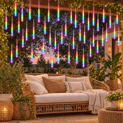 Solar Meteor Shower Lights Outdoor Meteor Lights 10Tubes Waterproof LE in multicolor