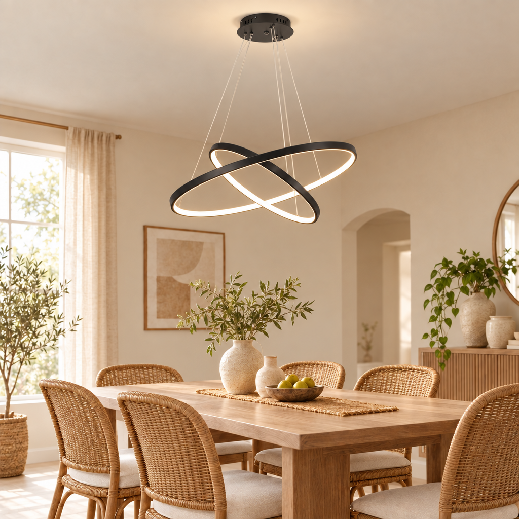Nordic Modern LED Ceiling Chandeliers Minimalism Ring Chandelier For L in black