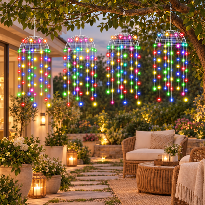 2/4Pcs Outdoor Solar LED Hanging Jellyfish Lights in multicolor