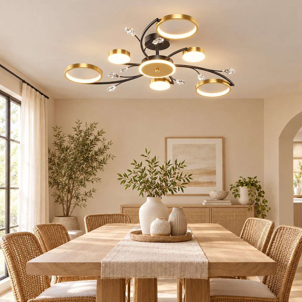 IRALAN Modern LED Chandeliert round chandelier Living room  lights sma styled in a home setting