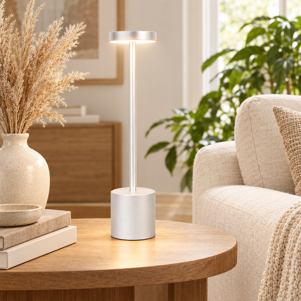LED Table Lamp Touch Sensor Night Light USB Rechargeable Portable Bedr styled in a home setting