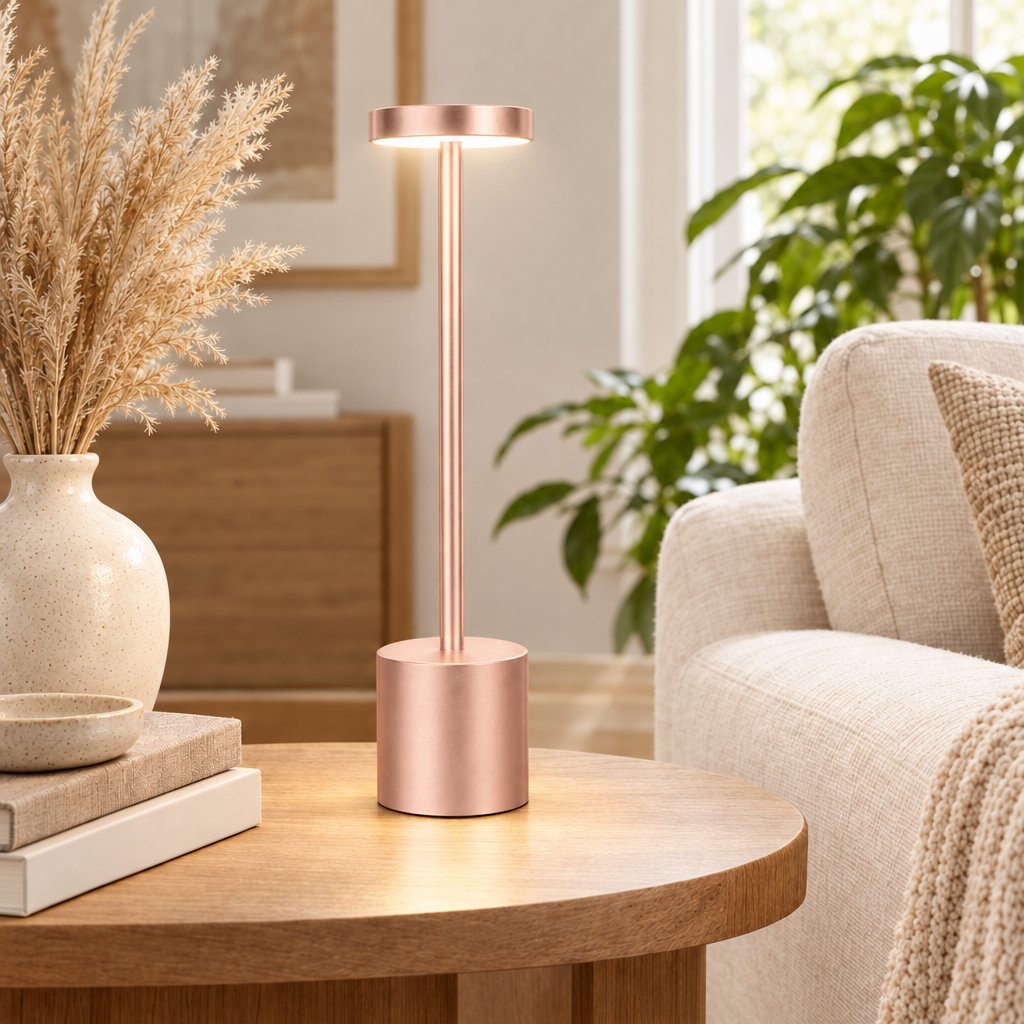 LED Table Lamp Touch Sensor Night Light USB Rechargeable Portable Bedr in rose gold