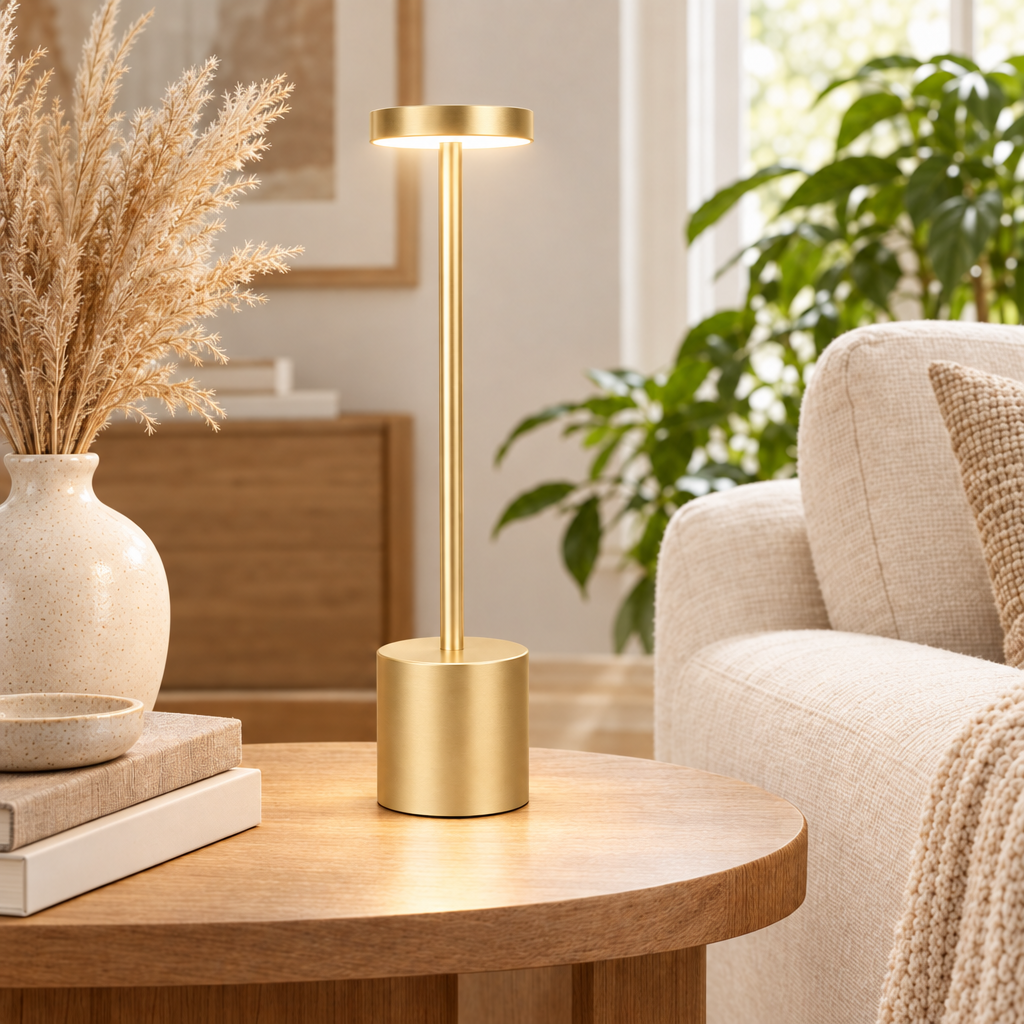 LED Table Lamp Touch Sensor Night Light USB Rechargeable Portable Bedr in gold