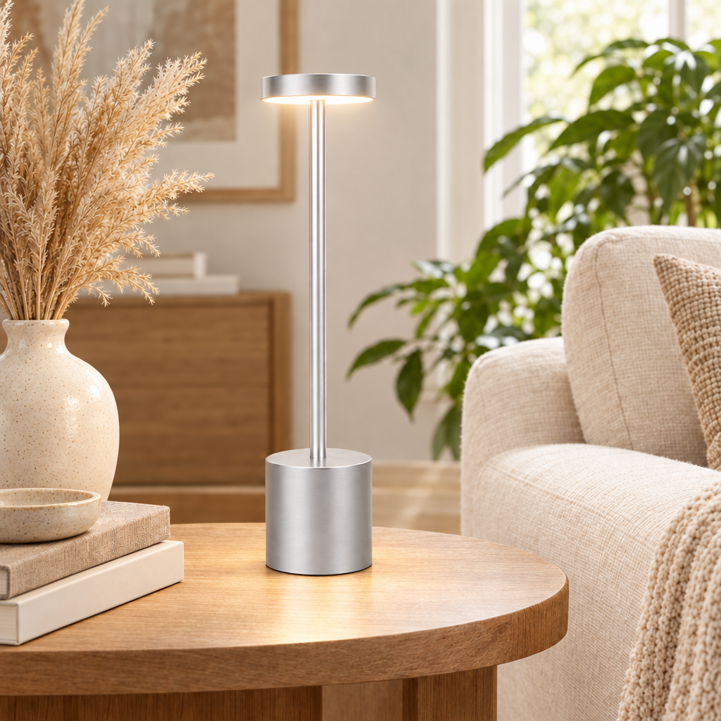 LED Table Lamp Touch Sensor Night Light USB Rechargeable Portable Bedr in silver