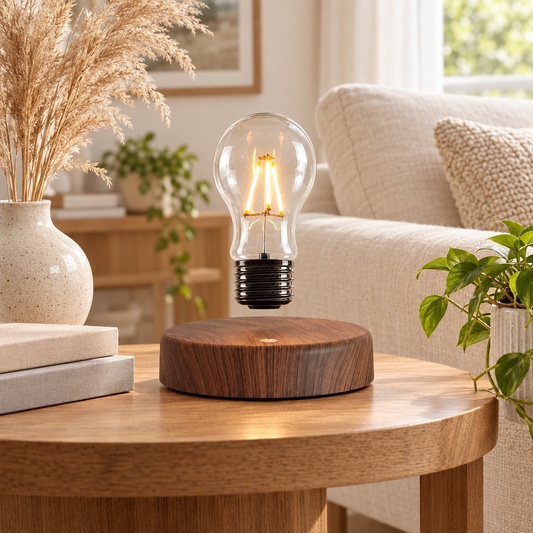 Magnetic Levitation Lamp Creativity Floating Glass LED Bulb Home Offic styled in a home setting