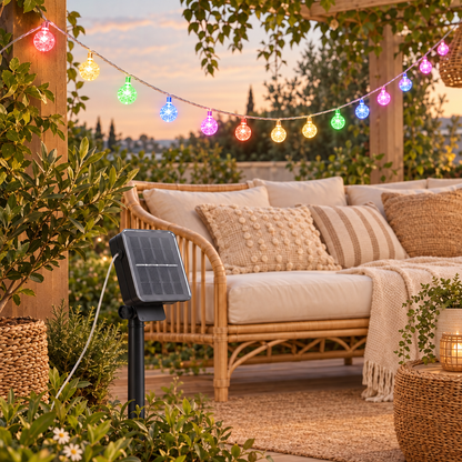 Solar String Lights Outdoor 200 Led Crystal Globe Lights Waterproof So in multicolor