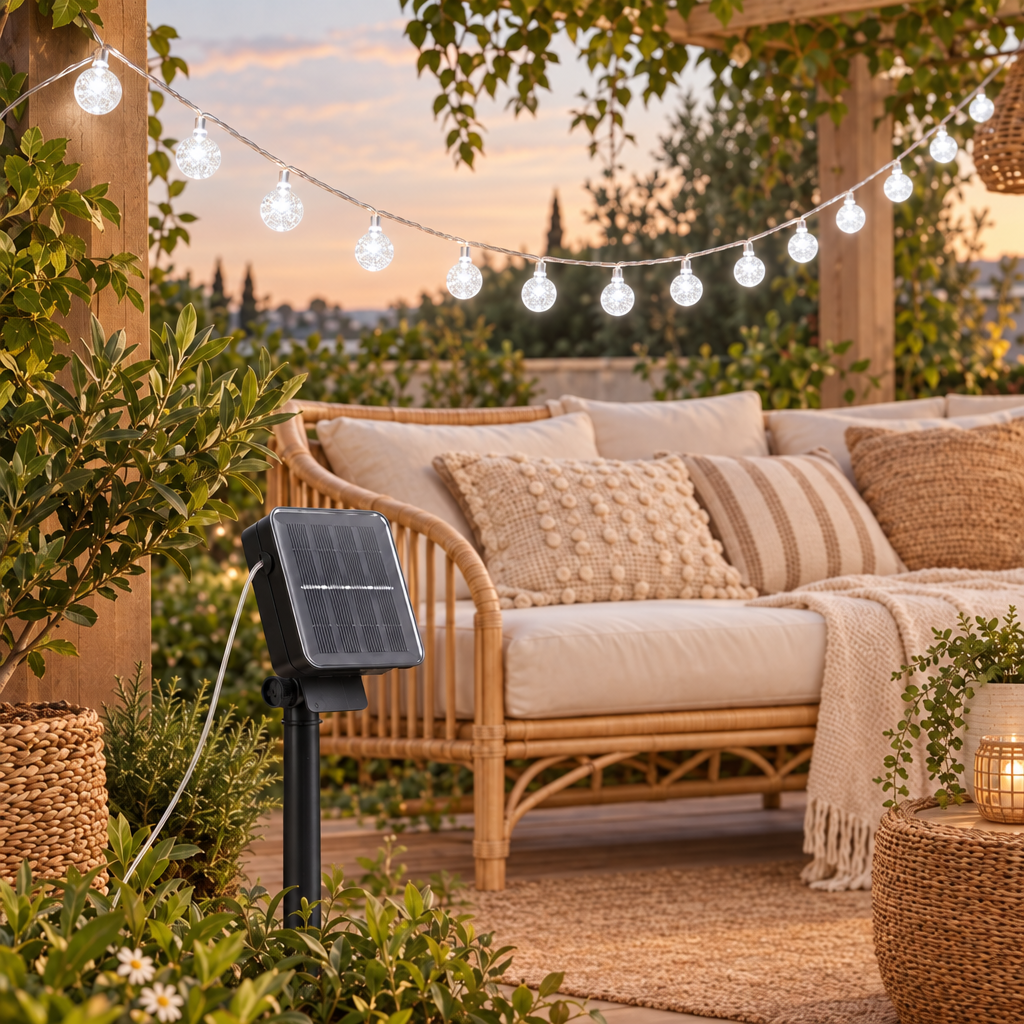 Solar String Lights Outdoor 200 Led Crystal Globe Lights Waterproof So in white