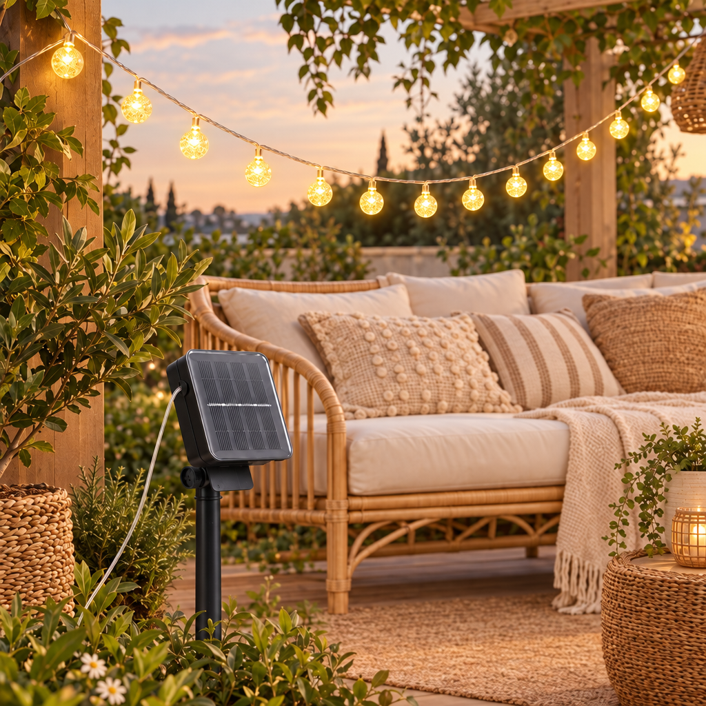 Solar String Lights Outdoor 200 Led Crystal Globe Lights Waterproof So in yellow