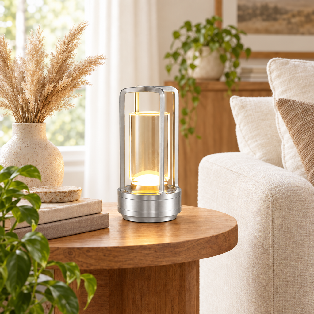 GGbingo Cordless Led Table Lamp Mood Desk Lamps Outdoor Camping Atmosp in silver