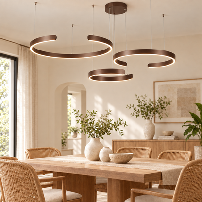 Modern C Ring LED Chandelier Luxurious Nordic Indoor Lighting Living R in coffee