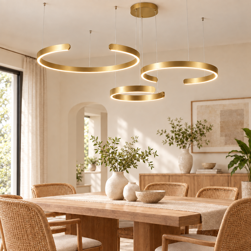 Modern C Ring LED Chandelier Luxurious Nordic Indoor Lighting Living R in gold