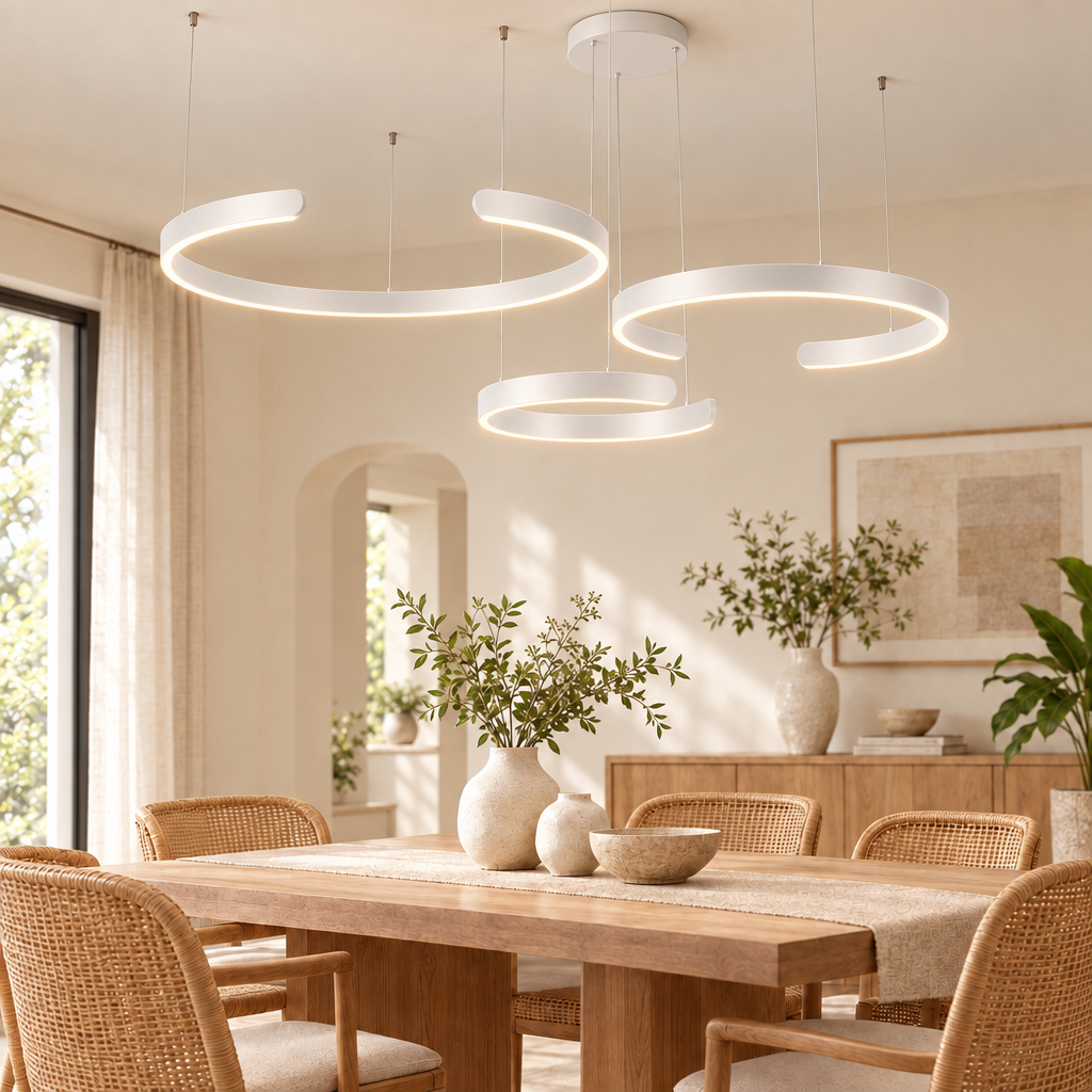 Modern C Ring LED Chandelier Luxurious Nordic Indoor Lighting Living R in white