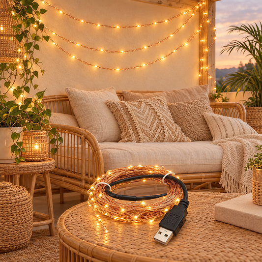 2M 5M 10M Lighting Chain Led Holiday Colored Lights Christmas Wedding styled in a home setting