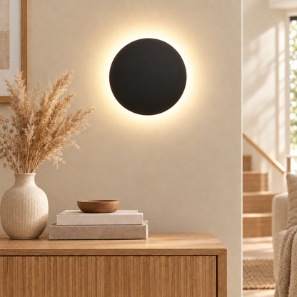 LED Round Wall Lamps Lighting Touch Switch Porch Sensor Interior Moder in black