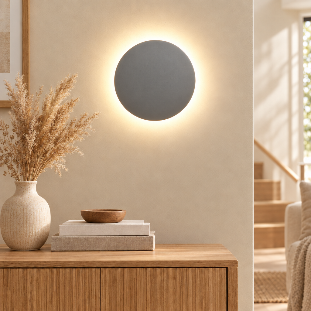 LED Round Wall Lamps Lighting Touch Switch Porch Sensor Interior Moder in grey