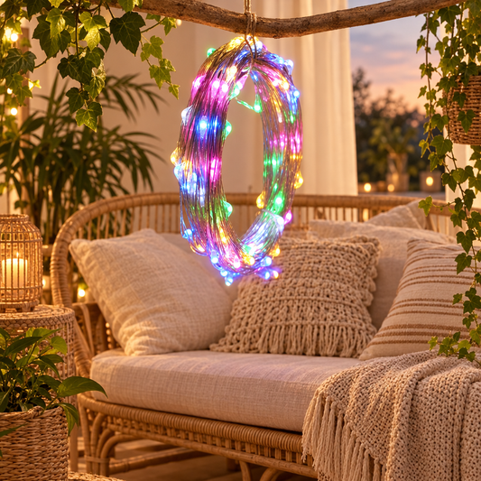 LED Fairy Lights String Button Battery Light Home Decoration Living Be styled in a home setting