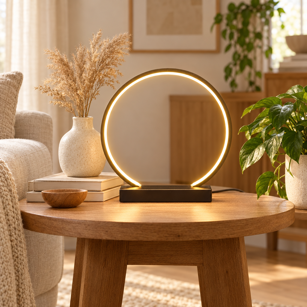 LED Ring Light Home Decoration Night Light USB Power Supply Dimmable C styled in a home setting