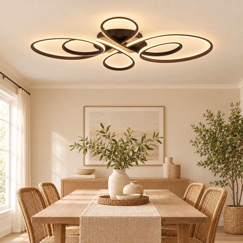 Low Floor Living Room Ceiling Lights Remote Control Modern LED Surface styled in a home setting