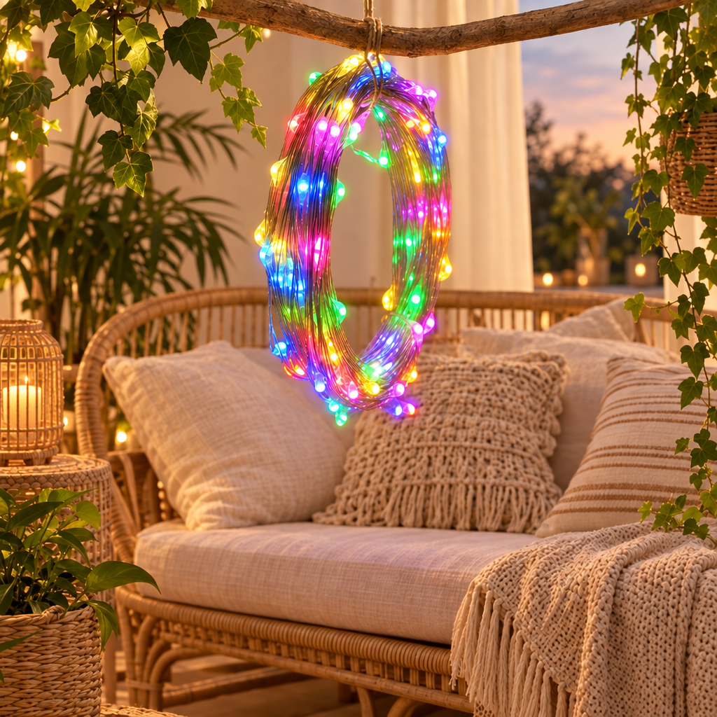 LED Fairy Lights String Button Battery Light Home Decoration Living Be in multicolor