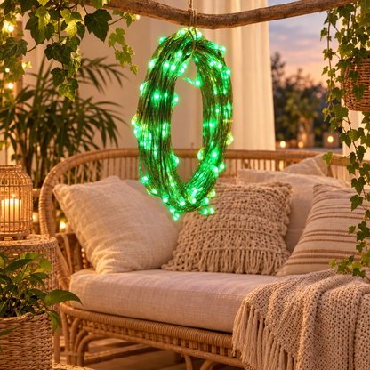 LED Fairy Lights String Button Battery Light Home Decoration Living Be in green