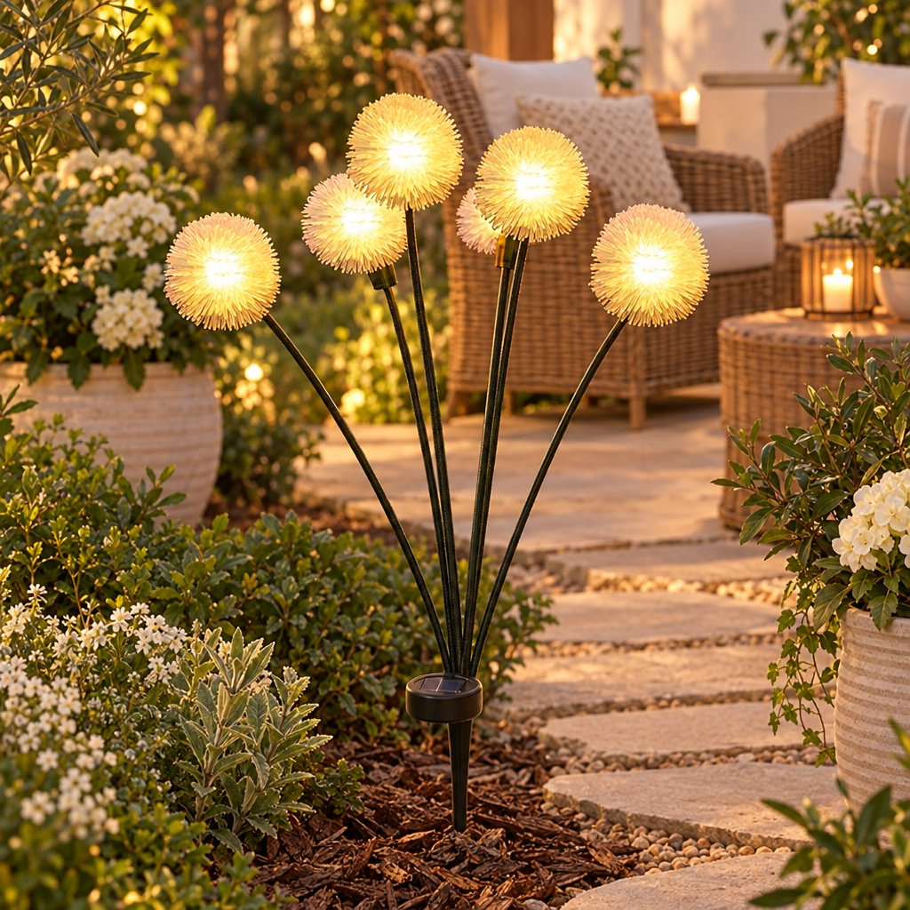 Solar Dandelion Lights styled in a home setting