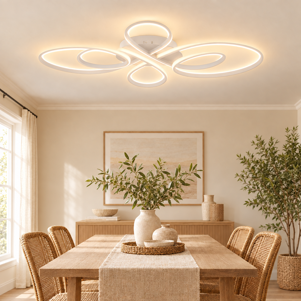 Low Floor Living Room Ceiling Lights Remote Control Modern LED Surface in white