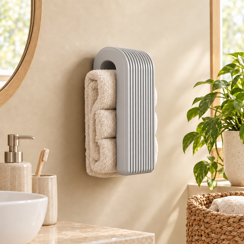 Auto-locking Towel Hanger in light grey